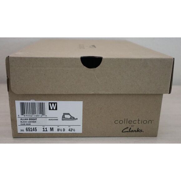 Collection x Clarks Wmn Sz 11 M Black Leather Jillian Bright Strappy Wedge Heels - Picture 12 of 12